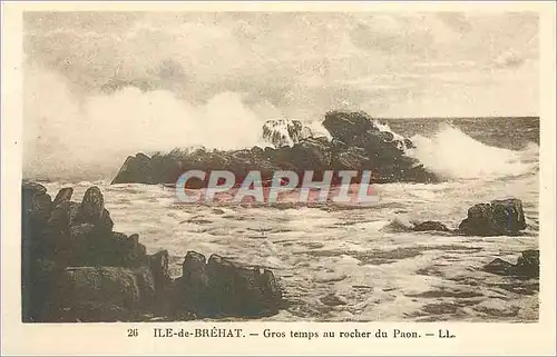 Cartes postales Ile de Brehat Gros Temps au Rocher du Paon