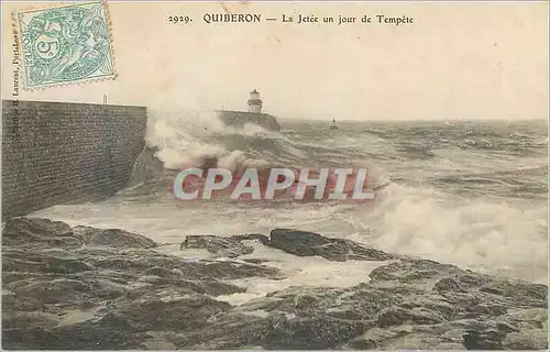 Cartes postales Quiberon La Jetee un Jour de Tempete Phare