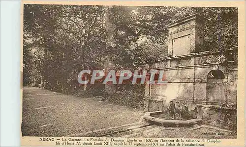 Cartes postales Nerac la Garenne la Fontaine du Dauphin Elevee en 1602