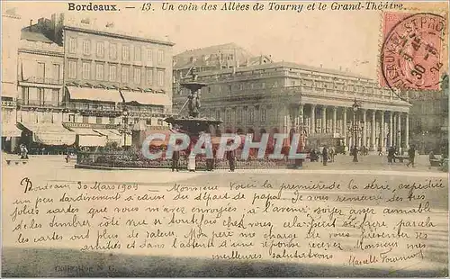 Cartes postales Bordeaux un Coin des Allees de Tourny et le Grand Theatre Tramway Religieuse