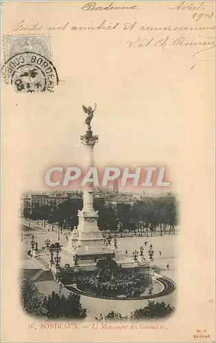 Ansichtskarte AK Bordeaux le Monument des Girondins (carte 1900)