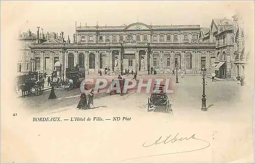 Cartes postales Bordeaux l'Hotel de Ville Tramwau (carte 1900)