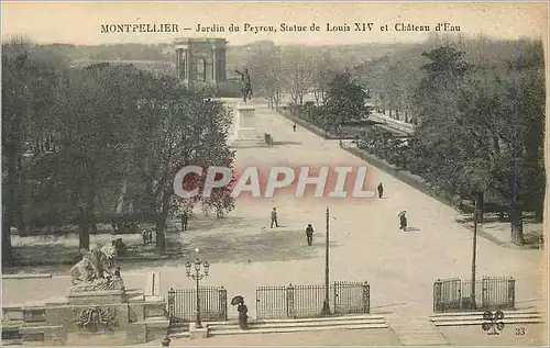 Cartes postales Montpellier Jardin du Peyrou Statue de Louis XIV et Chateau d'Eau