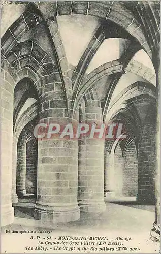 Cartes postales Mont Saint Michel Abbaye La crypte des gros piliers