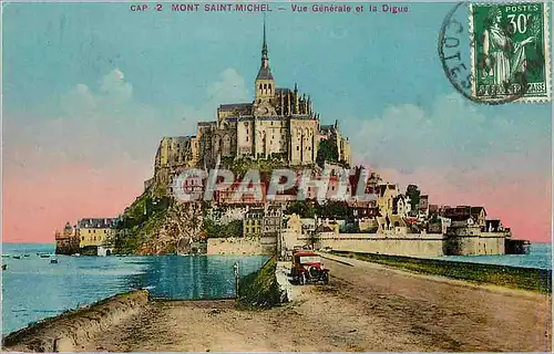 Cartes postales Mont Saint Michel Vue Generale et la Digue Automobile
