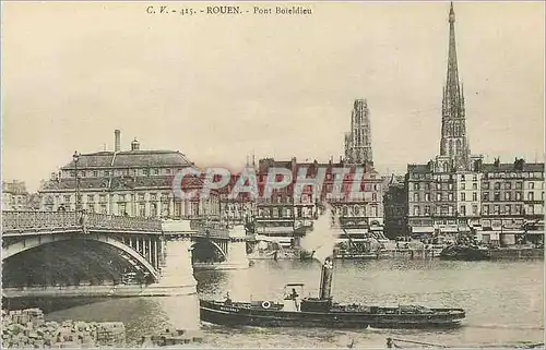 Cartes postales Rouen Pont Boieldieu Bateau