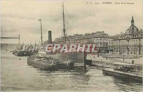 Cartes postales Rouen Quai de la Bourse Bateaux