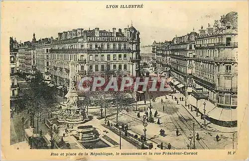 Cartes postales Lyon Illustre Rue et Place de la Republique