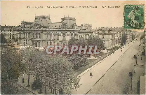 Cartes postales Lyon la Prefecture (Ensemble) et Rue Servient