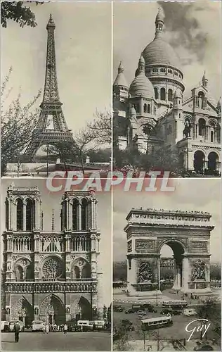 Cartes postales moderne Paris et ses Merveilles la Tour Eiffel Notre Dame Arc de Triomphe