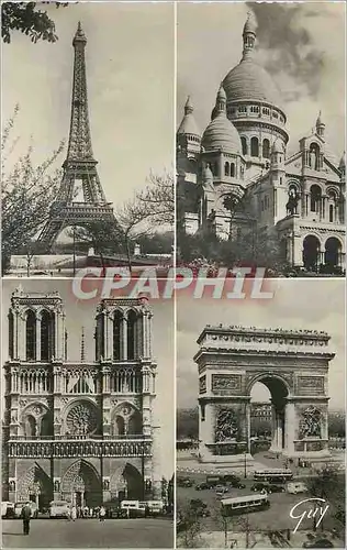 Moderne Karte Paris et ses Merveilles la Tour Eiffel Notre Dame Arc de Triomphe