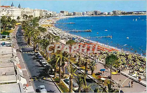 Moderne Karte Cannes la Croisette et la Plage