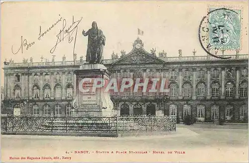 Cartes postales Nancy Statue Plage Stanislas Hotel de Ville