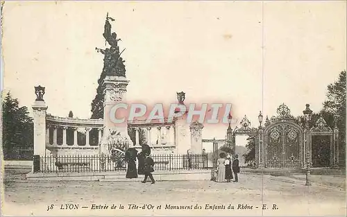 Ansichtskarte AK Lyon Entree de la Tete d'Or et Monument des Enfants du Rhone