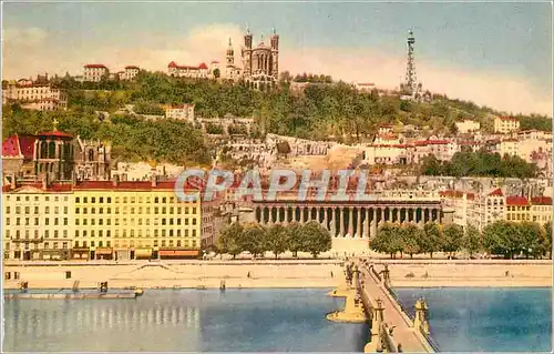 Cartes postales Lyon Le Palais de Justice et la Colline de Fourviere