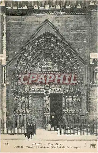 Cartes postales Paris Notre Dame Facade Portail de Gauche (Portail de la Vierge)