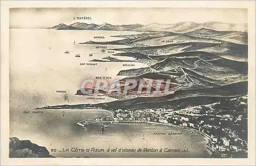 Cartes postales moderne La Cote d'Azur a Vol d'Oiseau de Menton a Cannes