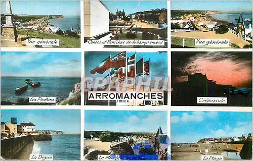 Cartes postales moderne Arromanches (Calvados) Vue generale Canons et peniches de debarquement