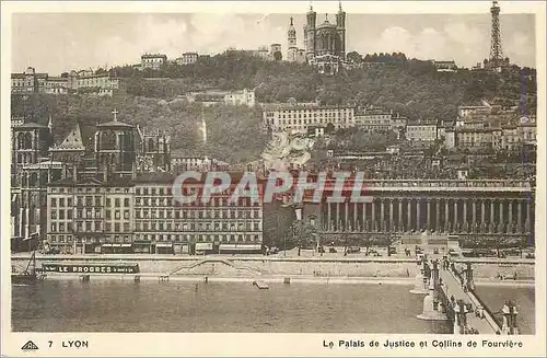 Cartes postales Lyon Le Palais de Justice et Colline de Fourviere