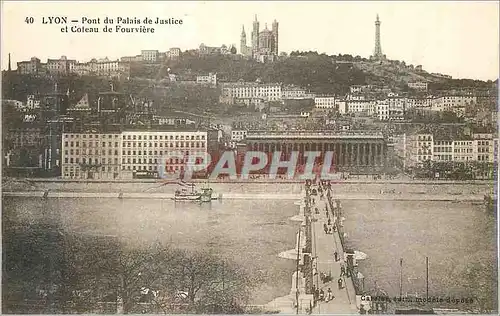 Cartes postales Lyon Pont du Palais de Justice et Coteau de Fourviere