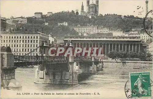 Cartes postales Lyon Pont du Palais de Justice et Coteau de Fourviere