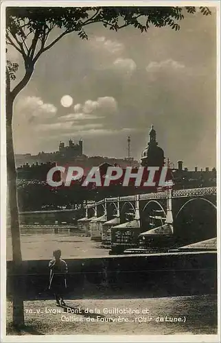 Cartes postales moderne Lyon Pont de la Guillotiere et Colline de Fourviere (Clair de lune)