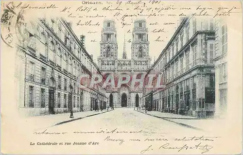 Cartes postales Orleans La Cathedrale et Rue Jeanne d'Arc (carte 1900)