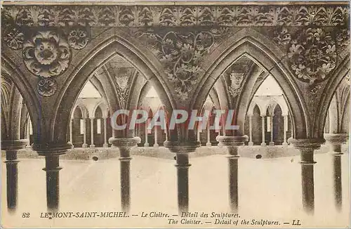 Cartes postales Le Mont Saint Michel Le Cloitre Detail des Sculptures