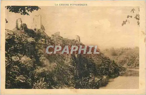 Ansichtskarte AK Crozant Creuse Pittoresque Les Ruines vues du Rocher de la Fileuse