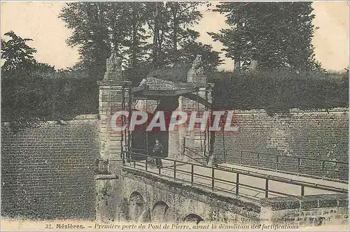 Cartes postales Mezieres Premiere Porte du Pont de Pierre avant la Demolition des Fortifications