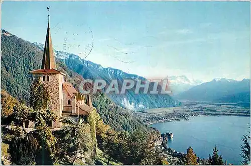 Cartes postales moderne Montreux L'Eglise de Glion et les Dents du Midi