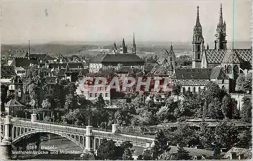 Cartes postales moderne Basel Wertsteinbrucke und Munster
