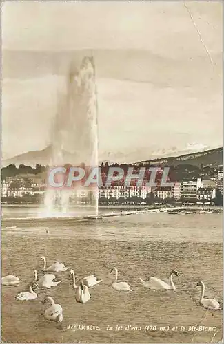 Moderne Karte Geneve Le Jet d'eau (120 m) et le Mt Blanc