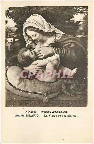 Cartes postales Musee du Louvre Paris Andrea Solario La Vierge au Coussin Vert