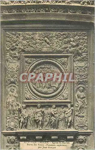Cartes postales Rouen Eglise St Maclou Porte des Fonts Panneau Superieur