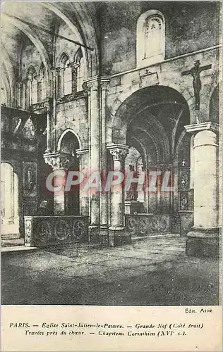 Cartes postales Paris Eglise Saint Julien Le Pauvre Grande Nef (Cote Droit)