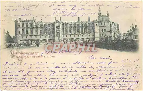 Cartes postales St Germain en Laye Le Chateau L'Esplanade et la Gare (carte 1900)