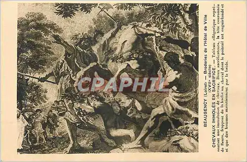 Cartes postales Beaugency (Loiret) Broderies de l'Hotel de Ville (XVIIe Siecle) Chevaux immoles en Sacrifice