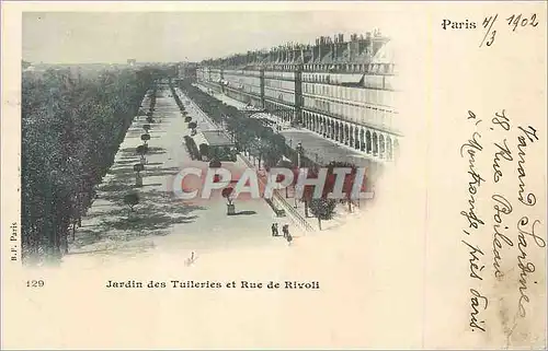 Cartes postales Paris Jardin des Tuileries et Rue de Rivoli (carte 1900)