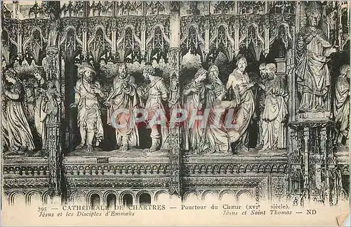 Cartes postales Cathedrale de Chartres Pourtour du Choeur XVIe S Jesus et les Disciples d'Emmails
