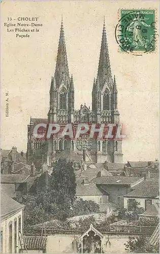 Cartes postales Cholet l'Eglise Notre Dame Les Fleches et la Facade