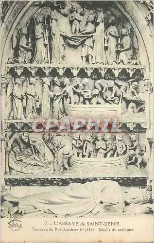 Ansichtskarte AK Abbaye de Saint Denis Tombeau du Roi Dagobert Ier (638) Details de Sculpture