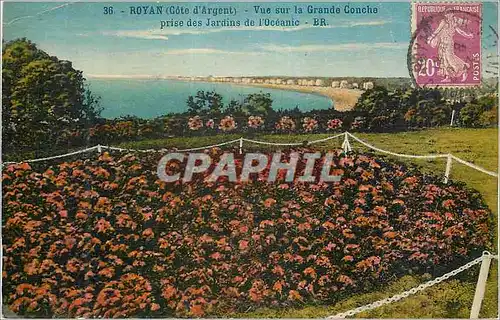 Cartes postales Royan (Cote d'Argent) Vue sur la Grande Conche prise des Jardins de l'Oceanic