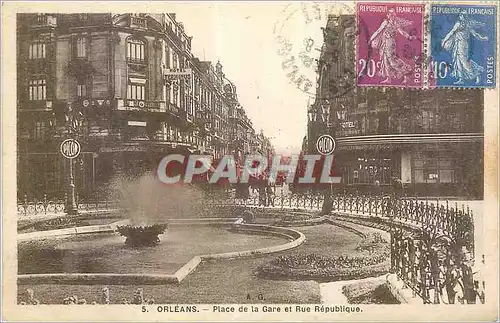 Cartes postales Orleans Place de la Gare et Rue Republique
