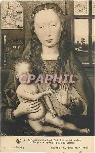 Cartes postales Bruges Hopital Saint Jean La Vierge a la Pomme Detail du Diptyque