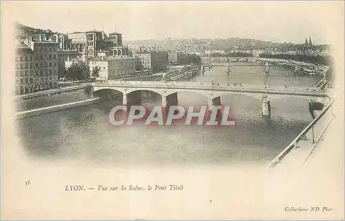 Ansichtskarte AK Lyon Vue sur la Saone le Pont Tilsit (carte 1900)