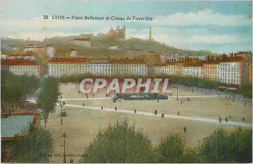 Cartes postales Lyon Place Bellecour et Coteau de Fourviere