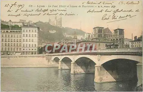 Ansichtskarte AK Lyon Le Pont Tilsitt et Coteau de Fourviere Tramway