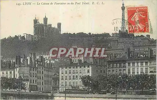 Cartes postales Lyon Le Coteau de Fourviere vu du Pont Tilsitt