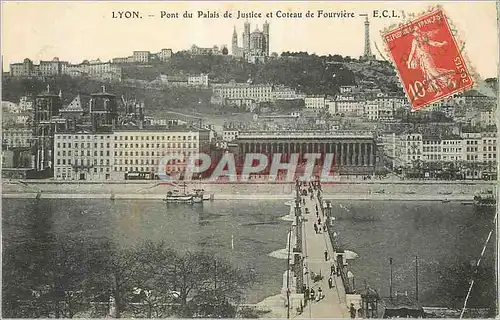 Cartes postales Lyon Pont du Palais de Justice et Coteau de Fourviere